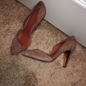 Blush suede Rebecca Minkoff heels